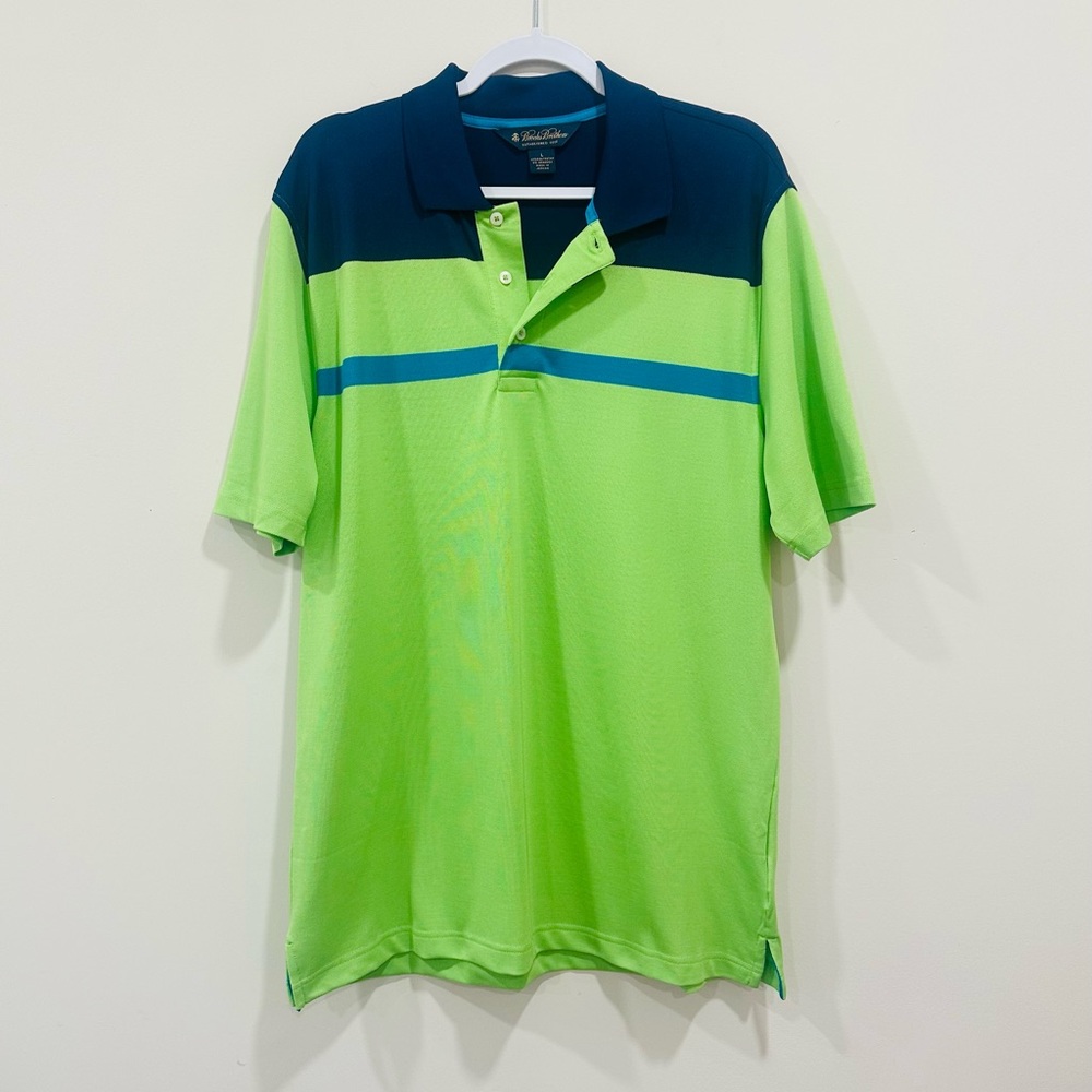 Men's POLO Lime Green Gray Short Sleeve Classic-Fit  T-Shirt‎ Size L Golf Rugby